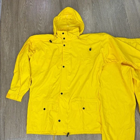 Helly Hansen PU Yellow Rain Suit Set Jacket & Pants Waterproof Fisherman Sailing - Picture 5 of 12